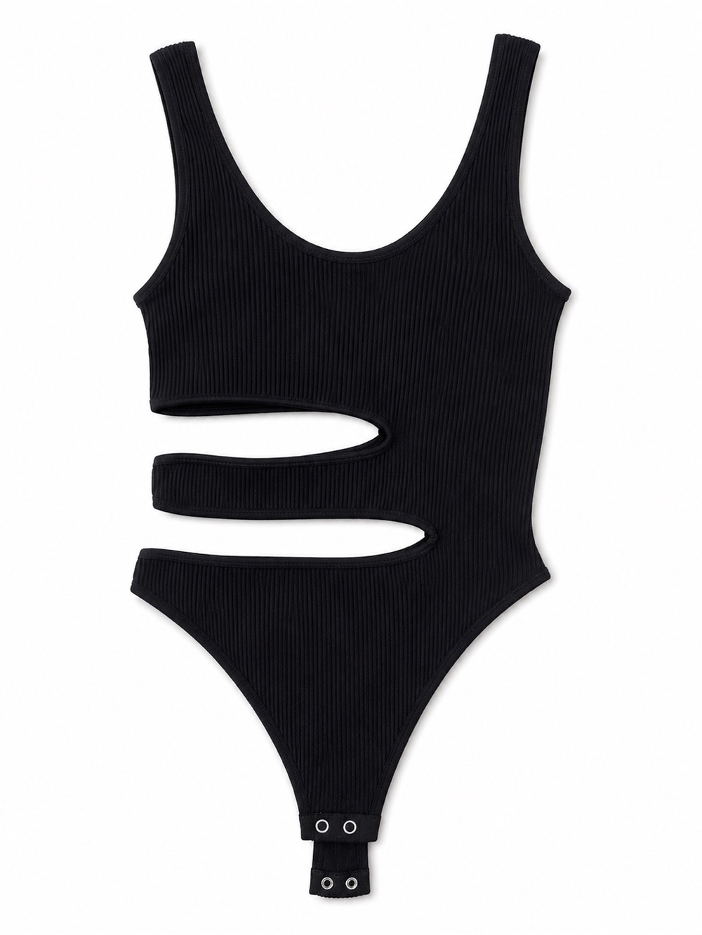 Amazon Black Ribbed Cutout Bodysuit